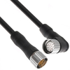 MCV, M23, Cordset, 19 Pole, Male Straight / Female Right Angle, 1M, 4A, PUR, Black - MCVP-19MFRP-1M - Mencom Corporation