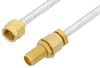 2.92mm Male to 2.92mm Female Bulkhead Cable 18 Inch Length Using PE-SR402FL Coax, RoHS - PE34745LF-18 - Pasternack