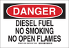 Brady B-555 Aluminum Rectangle White Chemical, Biohazard, Hazardous & Flammable Material Sign - 14 in Width x 10 in Height - TEXT: DANGER DIESEL FUEL NO SMOKING NO OPEN FLAMES - 123632 - 754473-79269 - R. S. Hughes Company, Inc.