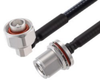 Low PIM RA 4.1/9.5 Mini DIN Male to 4.1/9.5 Mini DIN Female Bulkhead Cable 1/4 inch Superflexible Coax in 50 Cm - FMCA2236-50CM - Fairview Microwave Inc.