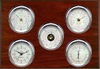 5 Instrument Weather Station - Professional 2S, Chrome cases, Silver dials, Mahogany panel -  - Maximum Weather Instruments