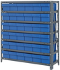 Open Shelving, 7Shelves, 36Bins, Blue; Shelving Unit Type Quantum Storage - 44AC8939 - Newark, An Avnet Company