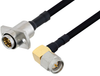 Slide-On BMA Jack 2 Hole Flange to SMA Male Right Angle Cable 24 Inch Length Using PE-SR402FLJ Coax - PE3C4910-24 - Pasternack