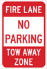 Brady B-959 Aluminum Rectangle White Parking Restriction, Permission & Information Sign - Reflective - TEXT: NO PARKING FIRE LANE / TOW - 141795 - 754473-19021 - R. S. Hughes Company, Inc.