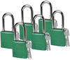 Brady Green Aluminum 6-pin Keyed & Safety Padlock 51376 - 1 1/2 in Width - 1 3/5 in Height - 1/4 in Shackle Diameter - 2 Key(s) Included - 754476-51376 -- 754476-51376 - Image
