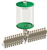 Green Color Key, Clear View Multiple Feed Electro Lubricator, 1/2 gal Acrylic Reservoir, 18 Feeds, 1/4” OD Tube Outlets, 24VDC - B5162-064AB18024D1GW - Oil-Rite Corp.