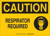 Brady B-555 Aluminum Rectangle Yellow Breathing Apparatus Sign - 14 in Width x 10 in Height - TEXT: CAUTION RESPIRATOR REQUIRED - 131952 - 754473-82897 - R. S. Hughes Company, Inc.