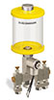 Yellow Color Key, Clear View Multiple Feed Electro Lubricator, 1 pt Pyrex Reservoir, 3 Feeds, 1/8