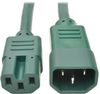 IEC C14 to IEC C15 Power Cable - Heavy Duty, 15A, 100-250V, 14 AWG, 2 ft., Green -- P018-002-AGN