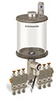 Levelux Clear View Multiple Feed Electro Lubricator, 1 qt Pyrex Reservoir, 6 Feeds, 1/4” OD Tube Outlets, 120V/60Hz - B5177-032PB0612061W - Oil-Rite Corp.
