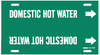 Brady B-915 White on Green Plastic Strap-On Pipe Marker - 1 1/4 in Character Height - Printed Msg = DOMESTIC HOT WATER - 4316-F - 754473-67122 - R. S. Hughes Company, Inc.