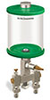 Green Color Key, Clear View Multiple Feed Manual Lubricator, 1 qt Pyrex Reservoir, 2 Feeds, 1/4” OD Tube Outlets - B5163-032PB021GW - Oil-Rite Corp.