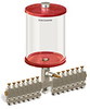 Red Color Key, Clear View Multiple Feed Manual Lubricator, 1/2 gal Pyrex Reservoir, 14 Feeds, 1/8