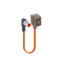 INDUSTRIAL-B (NEMA), Cordset, double ended: M12, Male, Angled, 3-Pole, to a, Form B, Female, Angled, 2+PE (PE at cable outlet), Yellow LED with Varistor: Cable, PUR, orange, 3x0.50 mm² - RSWT 5-3-VB 1A-1-1-241 - Belden Inc.