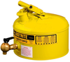 Justrite Yellow Steel 2.5 gal Safety Can - 11 1/2 in Height - 11 3/4 in Overall Diameter - 697841-14061 -- 697841-14061