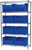 Akro-Mils Stak-N-Store 2000 lb Adjustable Blue Chrome Steel Open Adjustable Fixed Shelving System - 9 Bins - 2000 lb Total Capacity - AWS184813017 BLUE - AWS184813017 BLUE - R. S. Hughes Company, Inc.