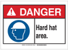 Brady B-401 Plastic Rectangle White Personal Protection Equipment (PPE) Sign - 14 in Width x 10 in Height - TEXT: DANGER Hard Hat Area - 144154 - 754473-96793 - R. S. Hughes Company, Inc.