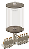 Clear View Multiple Feed Manual Lubricator, 1/2 gal Pyrex Reservoir, 9 Feeds, 1/8