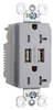 Duplex/Single Receptacle -- TR-5362USBGRY - Image
