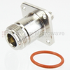 4 Hole Flange SMA Female (Jack) to N Female (Jack) Adapter, Nickel Plated Brass Body, High Temp, 1.3 VSWR -- SM4232 - Image