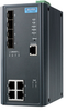 4FE PoE and 4G SFP Managed Ethernet Switch, IEEE802.3af/at, 46~57VDC, -40~75℃ -- EKI-7708E-4FPI-BE - Image