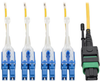 MTP/MPO (APC) to 8xLC (UPC) Singlemode Breakout Patch Cable, 40/100 GbE, QSFP+ 40GBASE-PLR4, Plenum, Yellow, 5 m (16 ft.) -- N390-05M-8LC-AP - Image