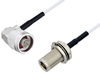 N Male Right Angle to N Female Bulkhead Cable 36 Inch Length Using RG188 Coax with HeatShrink - PE3W04958/HS-36 - Pasternack