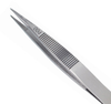 Excelta Three Star Utility Tweezers 00D - Straight Medium Point Tip - 0.02 in Tip Width - 4 3/4 in Length - 0.01 in Thick - EXCELTA 00D - R. S. Hughes Company, Inc.