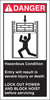 Brady B-302 Red / White on Black Polyester Machine & Equipment Safety Label - 3 in Width - 6 in Height - Printed Text = DANGER - HAZARDOUS CONDITION ENTRY WILL RESULT IN SEVERE INJURY OR DEATH LOCKOUT - 754476-96179 - R. S. Hughes Company, Inc.