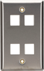 4-Port Single-Gang Keystone Stainless Steel Wallplate - WP373 - Black Box