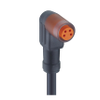 M8 Snap-In Sensor/Actuator Single-Ended Cordset: Female, angled, 4-pin, A-coded, translucent body, 30 V AC/DC, 4 A; PUR black cable, 4-wires, 0.34 mm² - RKMW 4-225 - Belden Inc.
