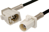 White FAKRA Plug to FAKRA Jack Right Angle Cable 60 Inch Length Using RG174 Coax - PE38753B-60 - Pasternack