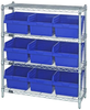 Open Wire Shelving, 4Shelves, 9Bin, Blue; Shelving Unit Type Quantum Storage - 44AC8124 - Newark, An Avnet Company
