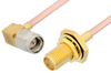SMA Male Right Angle to SMA Female Bulkhead Cable 24 Inch Length Using RG405 Coax - PE3925-24 - Pasternack