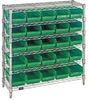 Open Wire Shelving, 6Shelves, 25Bin, Grn; Shelving Unit Type Quantum Storage - 44AC8213 - Newark, An Avnet Company