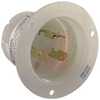 Flanged Inlet; 20 A; 250 VAC; L6-20P; White; Brass; Steel-Nickel Plated; Brass - 70116400 - Allied Electronics, Inc.
