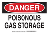 Brady B-401 Polystyrene Rectangle White Chemical, Biohazard, Hazardous & Flammable Material Sign - 14 in Width x 10 in Height - TEXT: DANGER POISONOUS GAS STORAGE - 126364 - 754473-74541 - R. S. Hughes Company, Inc.