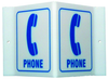 Brady Acrylic V Shape White Phone Location Sign - 9 in Width x 6 in Height - TEXT: PHONE - 49389 - 754476-49389 - R. S. Hughes Company, Inc.
