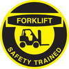 Brady B-946 Black on Yellow Circle Vinyl Hard Hat Label - Printed Text = FORKLIFT SAFETY TRAINED - 42243 - 754476-42243 - R. S. Hughes Company, Inc.