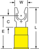 3M Scotchlok Yellow Locking Brazed Vinyl Brazed Fork & Spade Terminal MNG10-10FLX - 1.03 in Length - 0.32 in Fork Width - #10 Stud - 051128-58791 - R. S. Hughes Company, Inc.