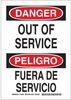 Brady B-401 Polystyrene White Out of Service Sign - 7 in Width x 10 in Height - Language English / Spanish - TEXT: DANGER / PELIGRO OUT OF SERVICE / FUERA DE SERVICIO - 125290 - 754473-72921 - R. S. Hughes Company, Inc.
