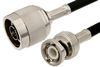 N Male to BNC Male Cable 60 Inch Length Using PE-C195 Coax - PE36065-60 - Pasternack