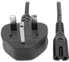 UK Plug to C7, UK Computer Power Cable - BS1363 to C7, 2.5A, 250V, 18 AWG, 6 ft. (1.8 m), Black -- P061-006 - Image
