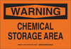 Brady B-302 Polyester Rectangle Orange Chemical, Biohazard, Hazardous & Flammable Material Sign - 10 in Width x 7 in Height - Laminated - TEXT: WARNING CHEMICAL STORAGE AREA - 126512 - 754473-74697 - R. S. Hughes Company, Inc.