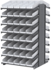 Akro-Mils 1800 lb White Gray Powder Coated Steel 16 ga Double Sided Fixed Rack - 36 3/4 in Overall Length - 84 Bins - Bins Included - APRD18138 WHITE - APRD18138 WHITE - R. S. Hughes Company, Inc.
