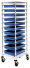Cart W/ Grid Container, 11Bins, Blu; No. Of Bins Quantum Storage - 44AC4337 - Newark, An Avnet Company
