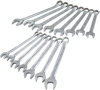 15 Pieces 12 pt Metric Satin Chrome Combination Wrench Set -- M215R - Image