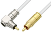 75 Ohm RCA Male to 75 Ohm RCA Male Right Angle Cable 24 Inch Length Using 75 Ohm PE-B159-WH White Coax - PE38134/WH-24 - Pasternack