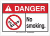 Brady B-555 Aluminum Rectangle White Smoking Not Permitted Sign - 14 in Width x 10 in Height - TEXT: DANGER No Smoking - 143760 - 754473-96408 - R. S. Hughes Company, Inc.