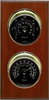 2 Instrument Weather Station - Catalina 2S, Brass cases, Black dials, Mahogany panel -  - Maximum Weather Instruments